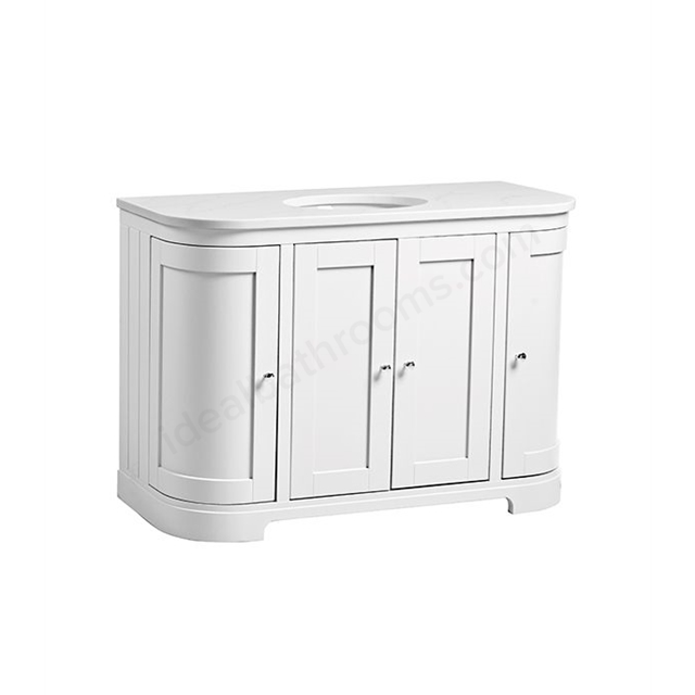 Tavistock Lansdown 1200mm Curved Vanity Unit; 4 Doors - Linen White