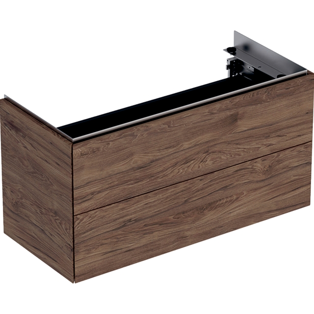 Geberit One Cabinet For 900mm Washbasin; With Two Drawers; Black Walnut / Real Wood Veneer