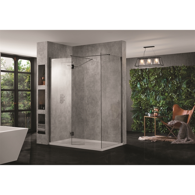 Aquadart 10mm Hinged Return Panel Clear/Blk Chrome