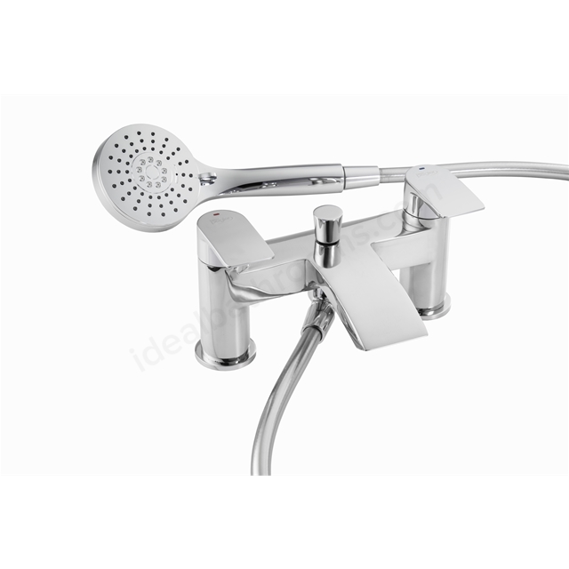 Essential Mantaro Bath Shower Mixer Including Shower Kit 2 Tap Holes - Chrome