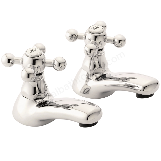 Essential Layo Bath Pillar Tap Pair 2 Tap Holes - Chrome