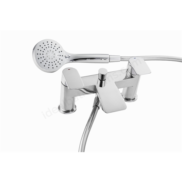 Essential Pisco Bath Shower Mixer Including Shower Kit 2 Tap Holes - Chrome