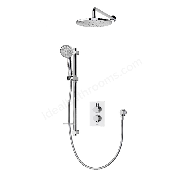 Aqualisa Dream concealed thermostatic mixer dual outlet with adj kit & wall fixed head - Round