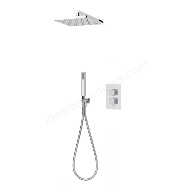 Aqualisa Dream concealed thermostatic mixer dual outlet with hand shower & wall fixed head - Square