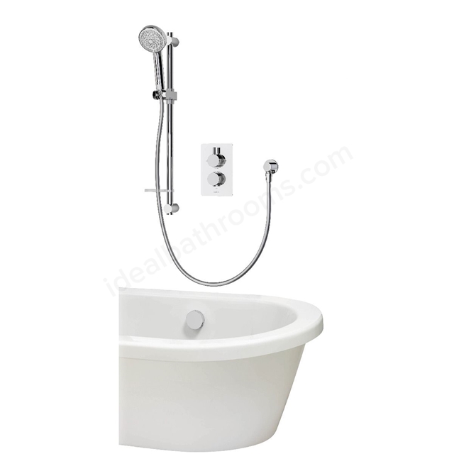 Aqualisa Dream concealed thermostatic mixer triple outlet with adj kit; wall fixed head & bath fill - Round