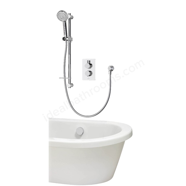 Aqualisa Dream concealed thermostatic mixer triple outlet with adj kit, wall fixed head & bath fill - Round