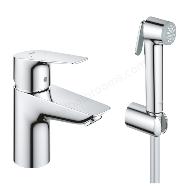 Grohe BauEdge; s-size; smooth body basin tap w/ hand shower