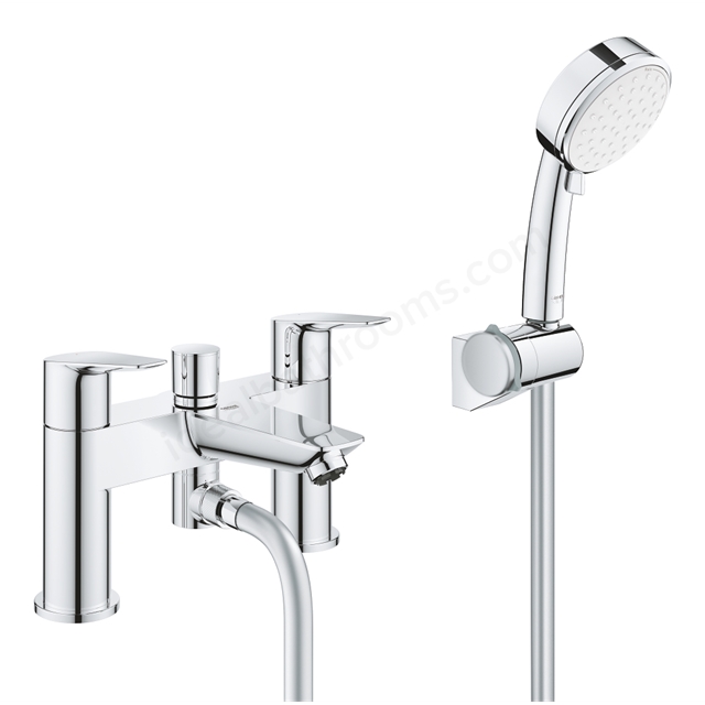 Grohe BauEdge Bath Shower Mixer with Hand Shower Kit - Chrome