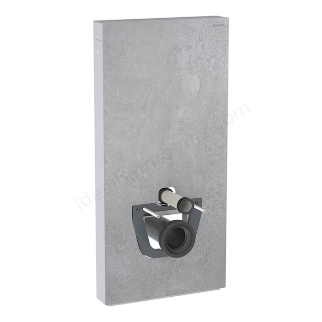 Geberit Monolith Plus for Wall Hung WC, 101cm, Concrete Stoneware, Brushed Aluminium