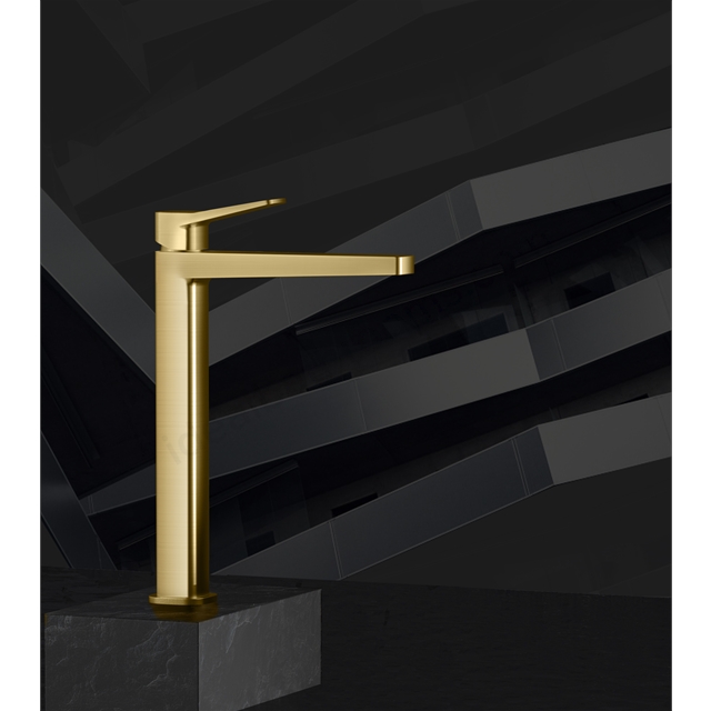 RAK Ceramics Petit Round Mid Height Basin Mixer (Brushed Gold)