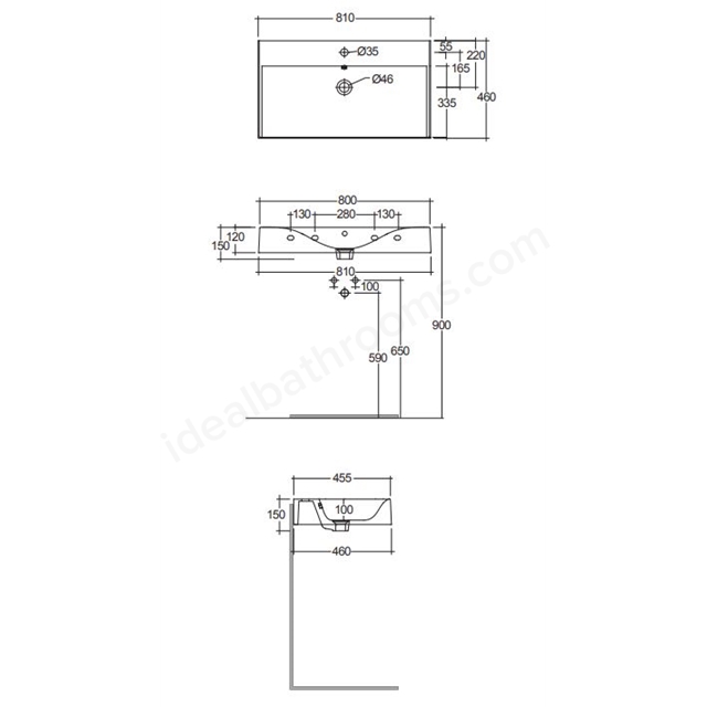 RAK Ceramics Des 810mm Basin 1 Tap Hole