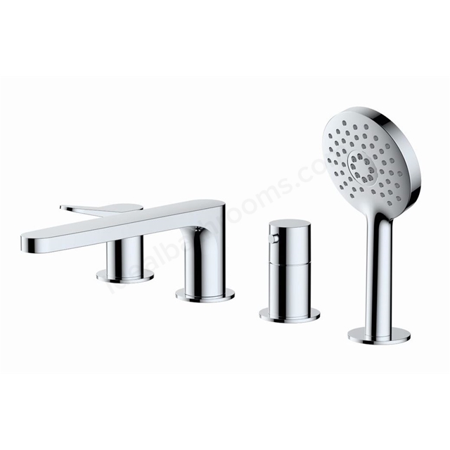 RAK Ceramics Petit Round 4 Tap Hole Deck Mounted Bath Shower Mixer - Chrome