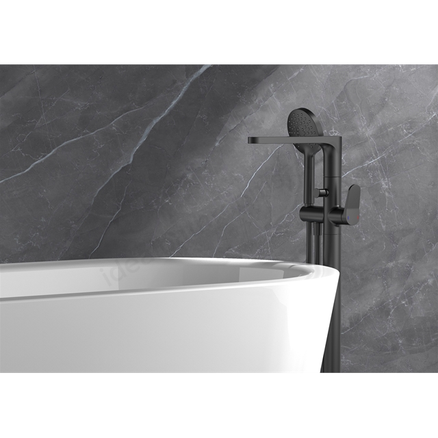 RAK Ceramics Petit Round Floorstanding Bath Shower Mixer - Matt Black