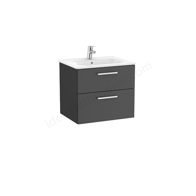Roca Victoria Unik 2 Drawer; 600mm Wide Washbasin Unit - Anthracite Grey
