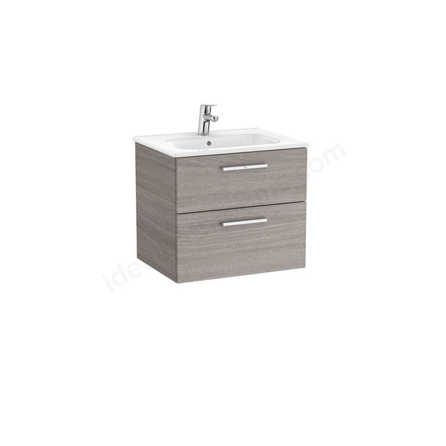 Roca Victoria Unik 2 Drawer; 600mm Wide Washbasin Unit - City Oak