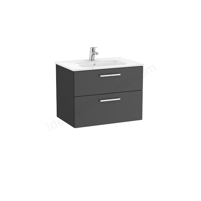 Roca Victoria Unik 2 Drawer; 700mm Wide Washbasin Unit - Anthracite Grey