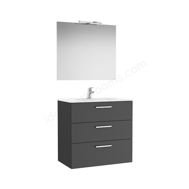 Roca Victoria Pack 3 Drawer; 800mm Wide Washbasin Unit - Anthracite Grey