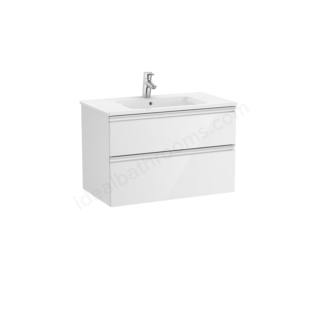 Roca The Gap Unik 2 Drawer; 800mm x 460mm Washbasin Unit & Basin - Gloss White