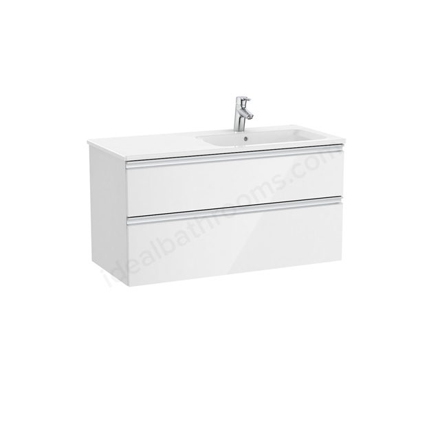 Roca The Gap Unik 2 Drawer; 1000mm x 460mm; Right Handed Washbasin Unit & Basin - Gloss White