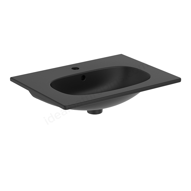 Ideal Standard Retail Tesi 600mm Vanity Washbasin; 1 Tap Hole - Silk Black