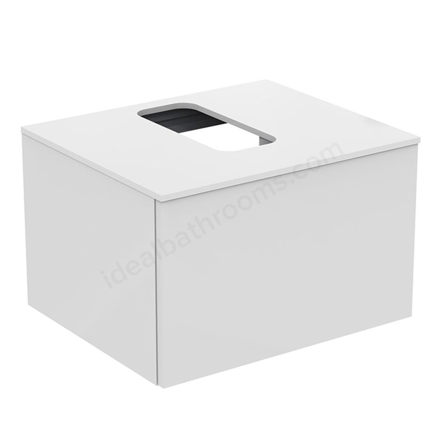 Ideal Standard Retail Adapto 600mm Wall Mounted Basin Unit with 1 Drawer; Centre Cutout - Gloss White