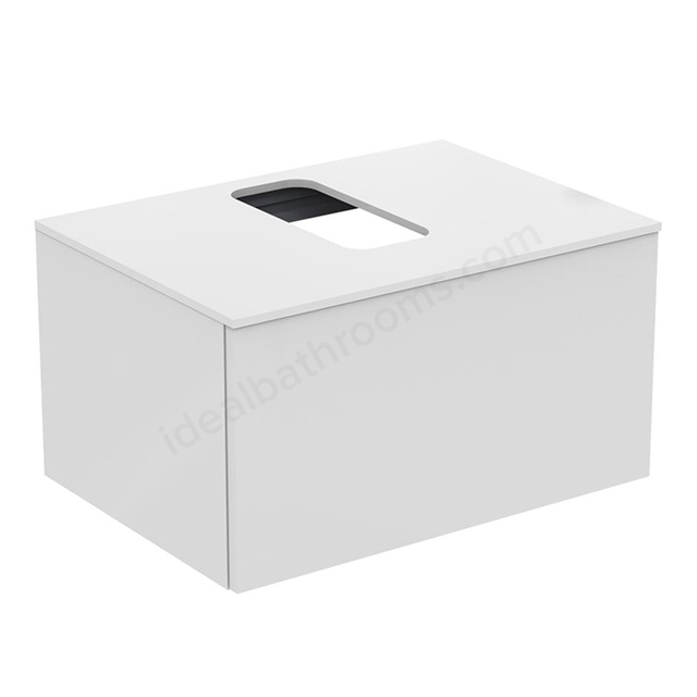 Ideal Standard Retail Adapto 700mm Wall Mounted Basin Unit with 1 Drawer; Centre Cutout - Gloss White