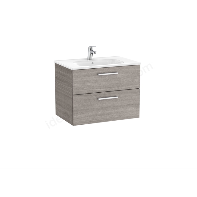 Roca Victoria Unik 2 Drawer; 700mm Wide Washbasin Unit - City Oak