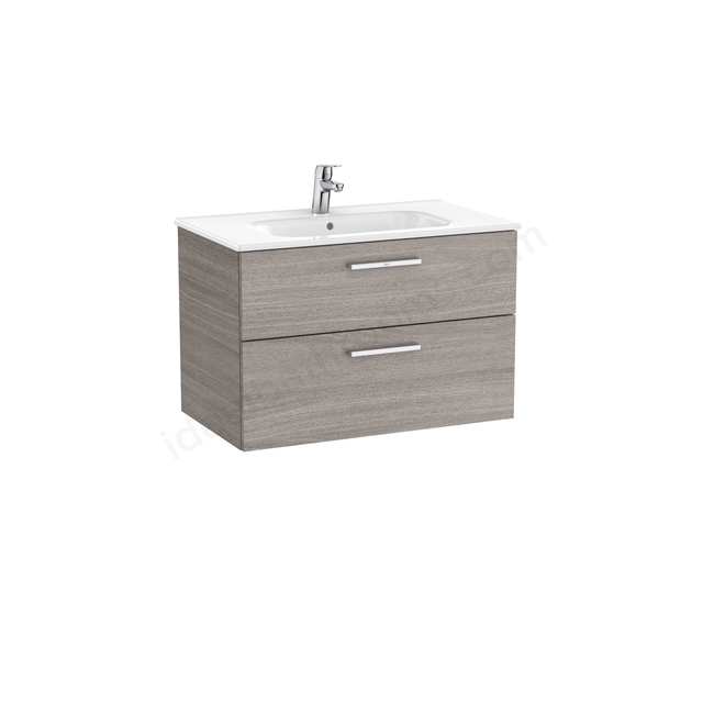 Roca Victoria Unik 2 Drawer; 800mm Wide Washbasin Unit - City Oak