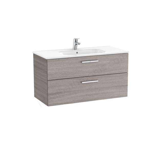 Roca Victoria Unik 2 Drawer; 1000mm Wide Washbasin Unit - City Oak