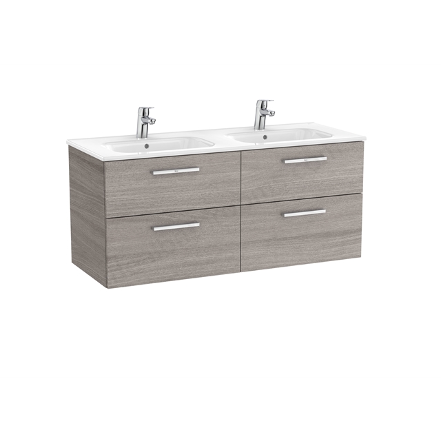 Roca Victoria Unik 2 Drawer; 1200mm Wide Washbasin Unit - City Oak