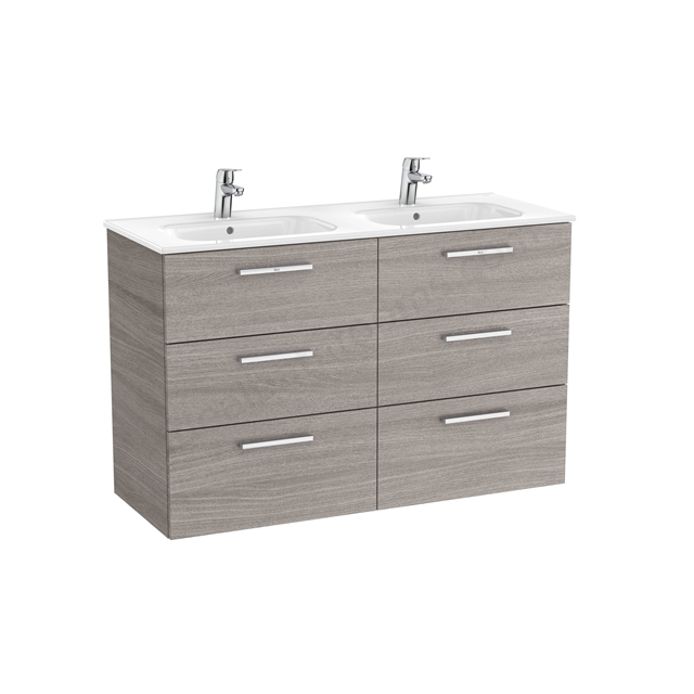 Roca Victoria Unik 3 Drawer; 1200mm Wide Washbasin Unit - City Oak