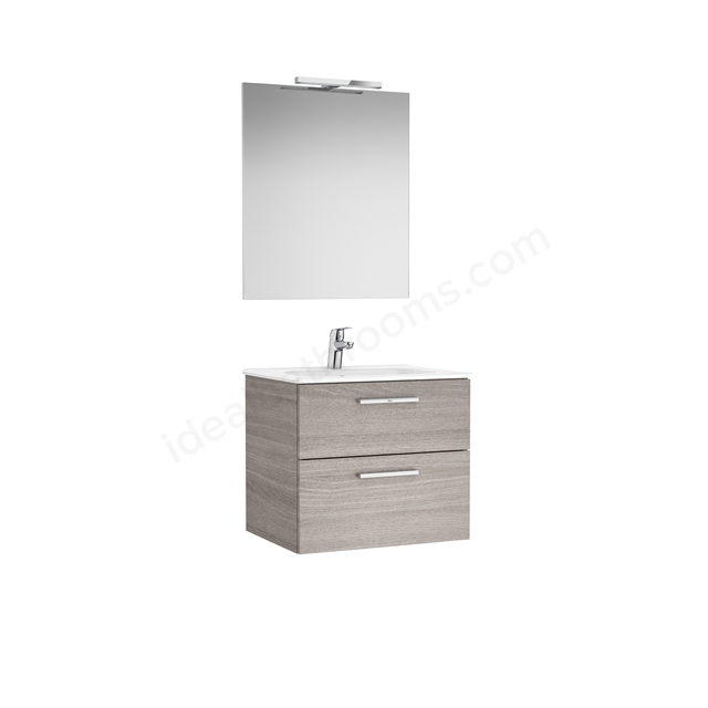 Roca Victoria Pack 2 Drawer; 600mm Wide Washbasin Unit - City Oak