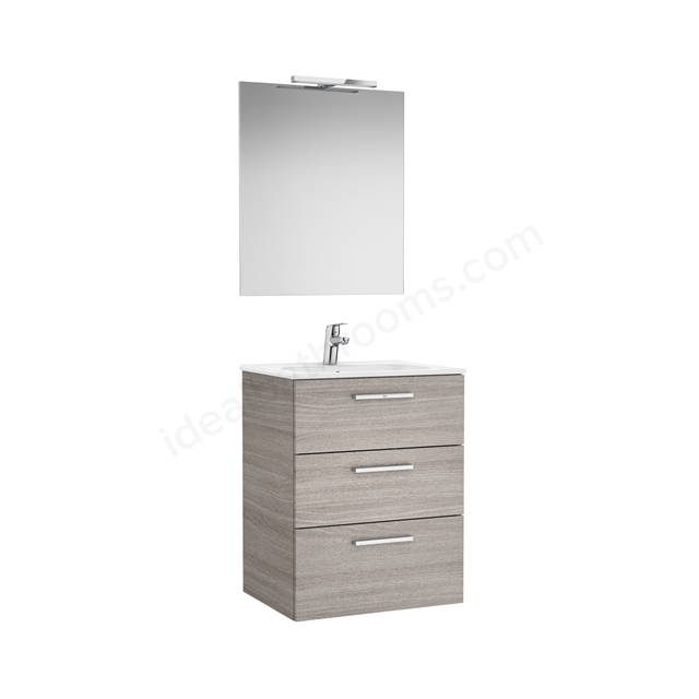 Roca Victoria Pack 3 Drawer; 600mm Wide Washbasin Unit - City Oak