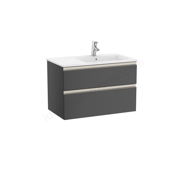 Roca The Gap Unit 2 Drawer; 800mm Wide; Right Handed Vanity Unit - Anthracite Grey