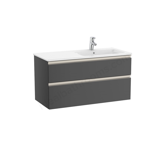 Roca The Gap Unit 2 Drawer; 1000mm Wide; Right Handed Vanity Unit - Anthracite Grey