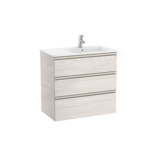 Roca The Gap Unit 3 Drawer; 800mm Wide; Right Handed Vanity Unit - Nordic Ash