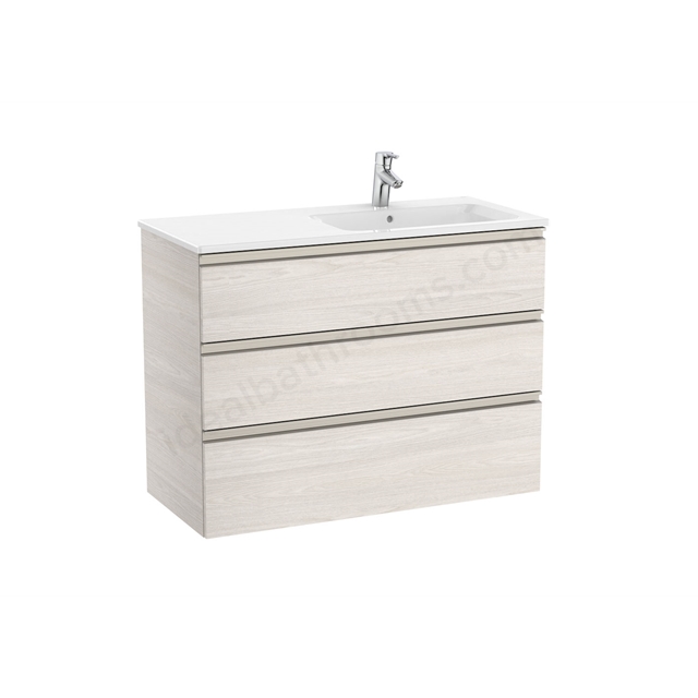 Roca The Gap Unit 3 Drawer; 1000mm Wide; Right Handed Vanity Unit - Nordic Ash