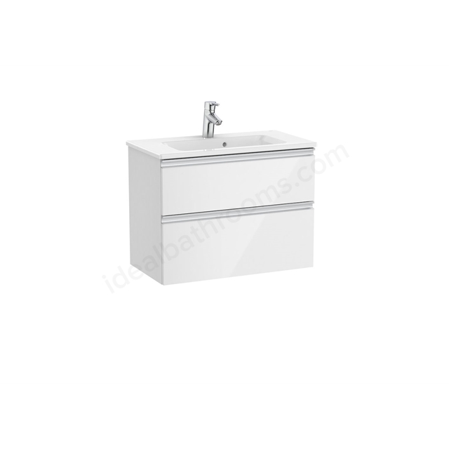 Roca The Gap Unik Compact 2 Drawer; 700mm x 380mm Washbasin Unit & Basin - Gloss White