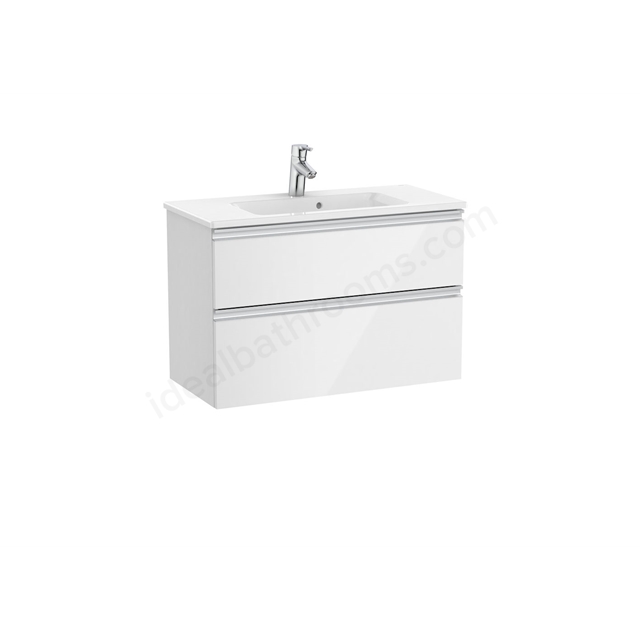 Roca The Gap Unik Compact 2 Drawer; 800mm x 380mm Washbasin Unit & Basin - Gloss White