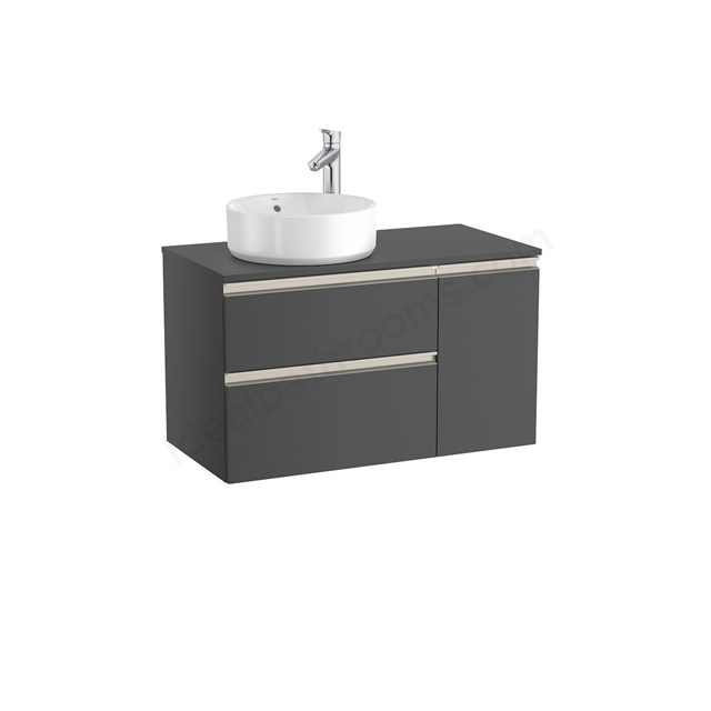 Roca The Gap 900mm Wide; Left Handed Countertop Unit - Anthracite Grey