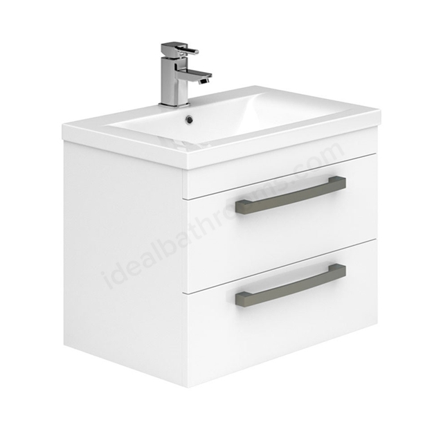 Essential NEVADA Wall Hung Washbasin Unit + Basin; 2 Drawers; 800mm Wide; White