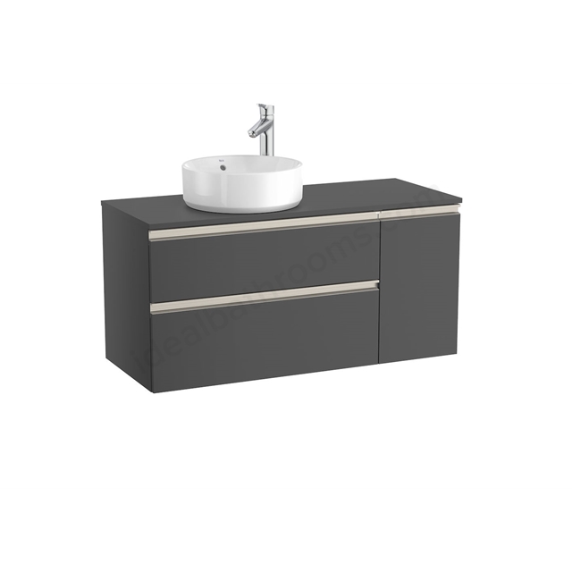 Roca The Gap 1100mm Wide; Left Handed Countertop Unit - Anthracite Grey