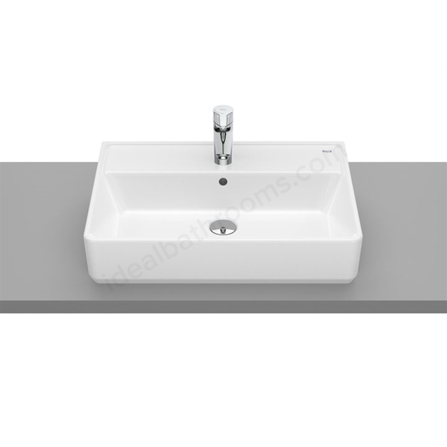 Roca The Gap Wash Basin; On Countertop; 600mmx420mm; 1 Tap Hole (White)