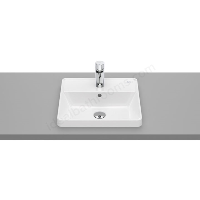 Roca The Gap Square Wash Basin; Countertop; 420mmx390mmx40mm; 1 Tap Hole (White)