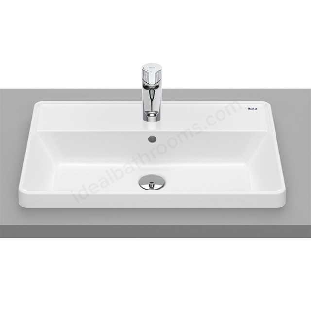 Roca The Gap Square Countertop Wash Basin; 600mm x 390mm x 40mm; 1 Tap Hole - White