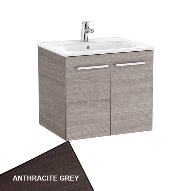 Roca Unik Victoria 600mm Vanity Unit; 2 Doors - Anthracite Grey