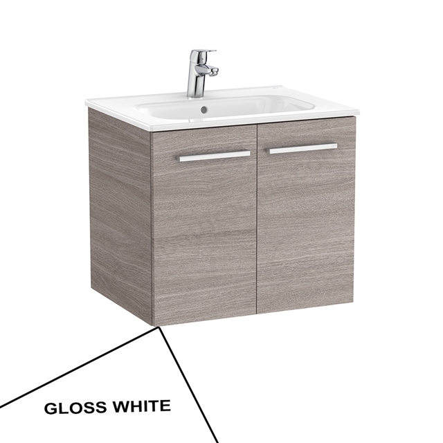 Roca Unik Victoria 600mm Vanity Unit; 2 Doors - Glossy White