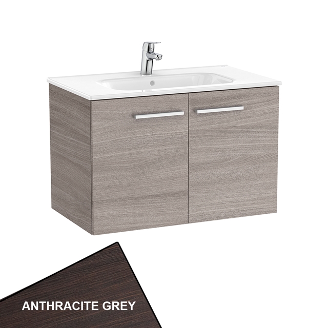 Roca Unik Victoria 800mm Vanity Unit; 2 Doors - Anthracite Grey