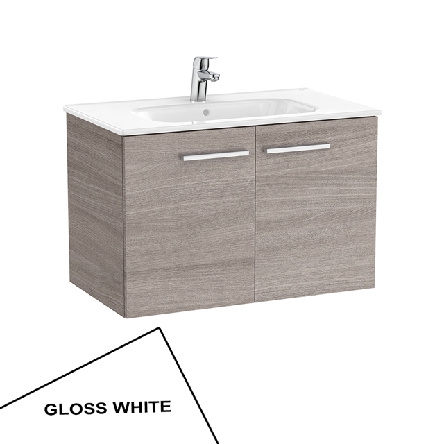 Roca Unik Victoria 800mm Vanity Unit; 2 Doors - Glossy White