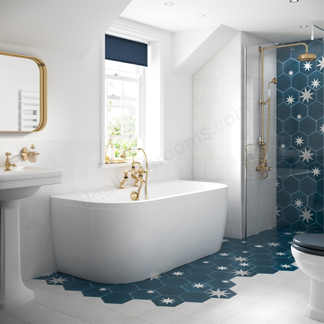 BC Designs Solidblue D Shape Bath Panel White Ideal Bathrooms